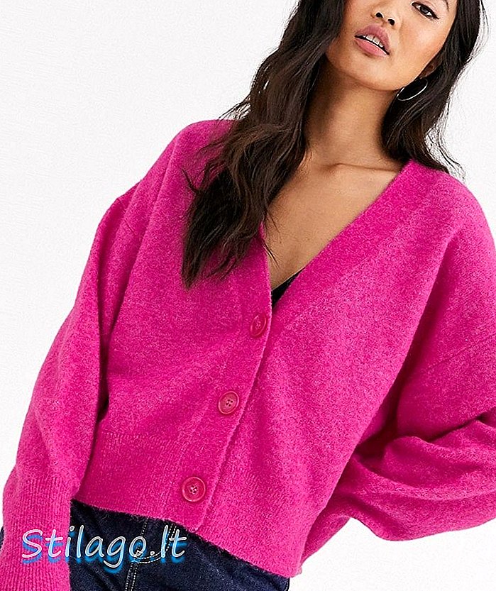 Kiti pasakojimai alpakos mišinys - per didelis megztas megztinis su fuksijos rožine spalva