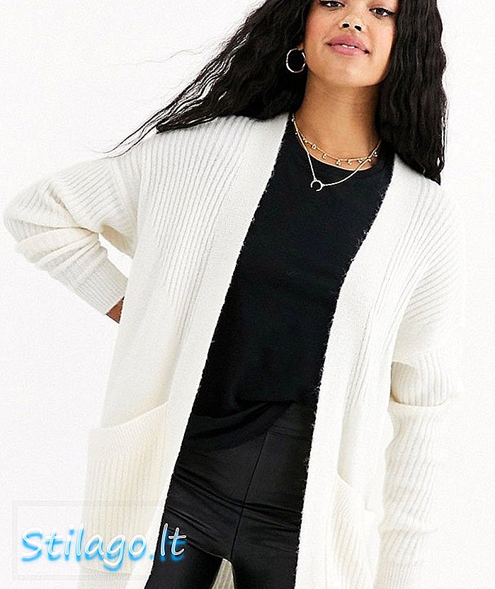 Cardigan longline Miss Selfridge in crema