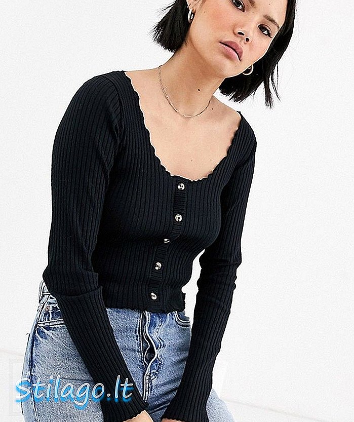 Topshop cardi dengan tepi selada hitam