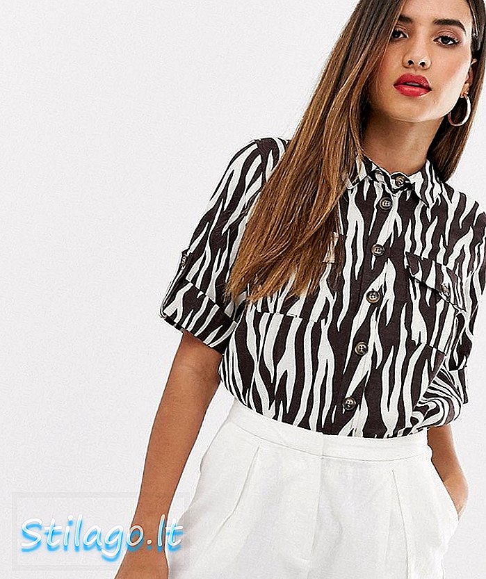 Camisa de armazém em zebra print-Multi