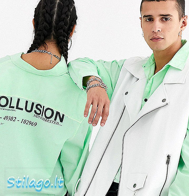 KOLEKCE Unisex oříznutá košile v zelené barvě