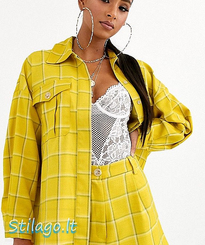 ASOS DESIGN - Shacket - Combinaison à carreaux jaunes - Multi