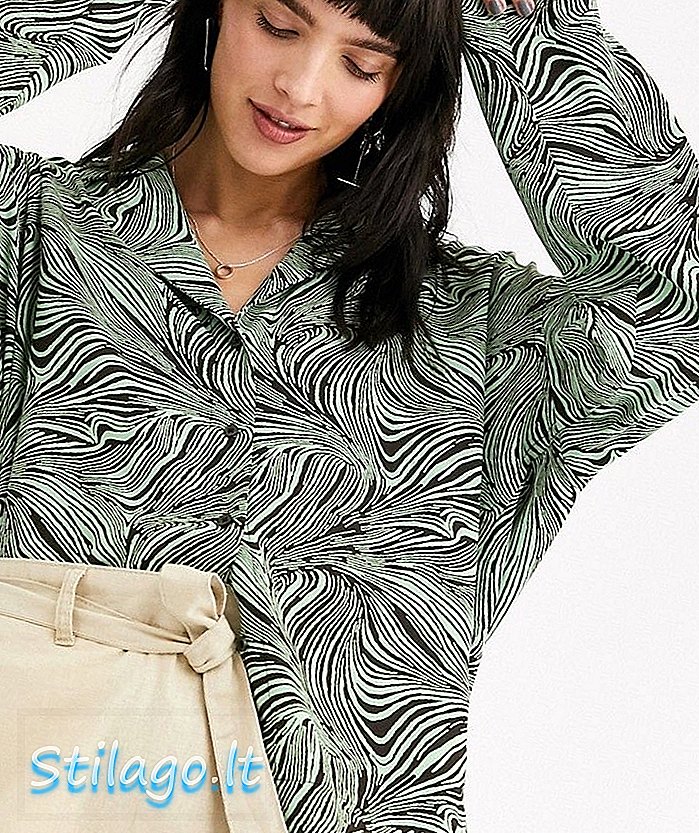 Weekday Arin overhemd met abstracte print in bruin en mint-Multi