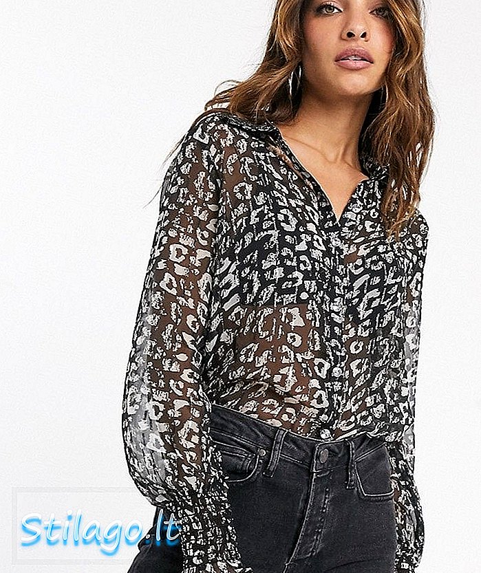 River Island hlačasta bluza v črnem leopardu