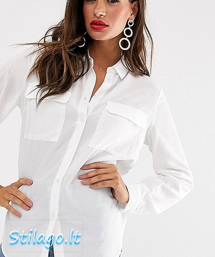 Vila camisa de bolso detalhe-Branco