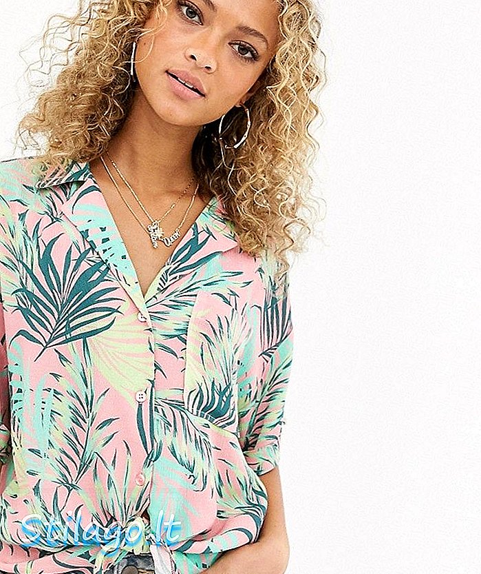 ASOS DESIGN - Gerimpeld overhemd met korte mouwen en geknoopte voorkant in tropische print - Geen kleur