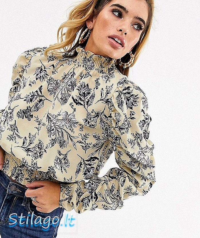 Missguided top med høj hals i blomsterprint-Multi