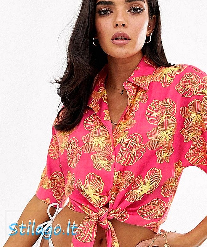ASOS DESIGN - Camicia da spiaggia a righe con stampa floreale hawaiana a motivi geometrici - Multi