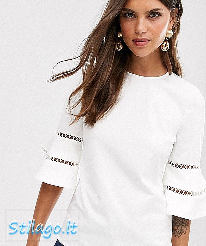 Ted Baker Holilla blusa de manga sino-Branco