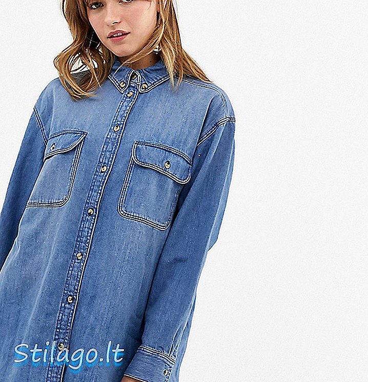 Monki overdimensioneret denim shirt i klassisk blå