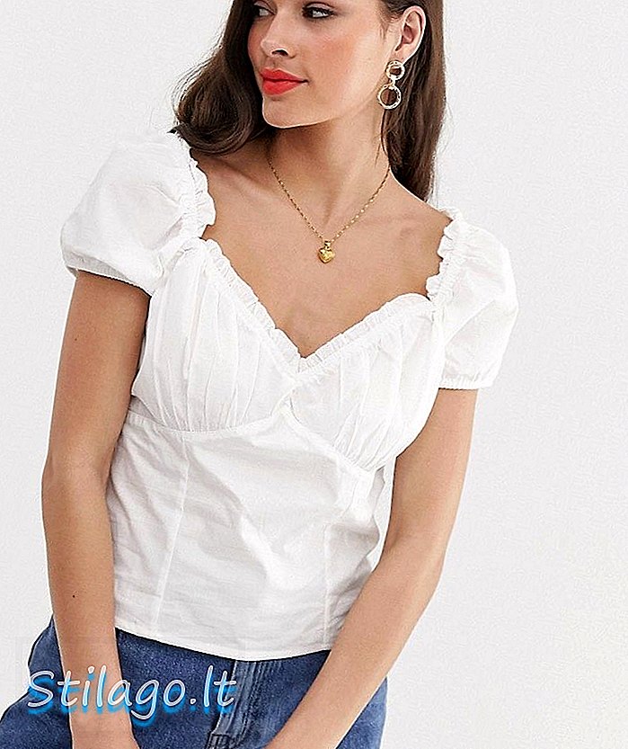Pimkie blouse met ruches aan de voorkant in wit