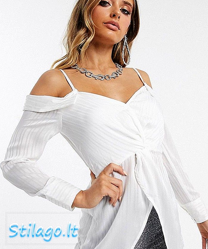 Parallel Lines off shoulder blouse in witte streep