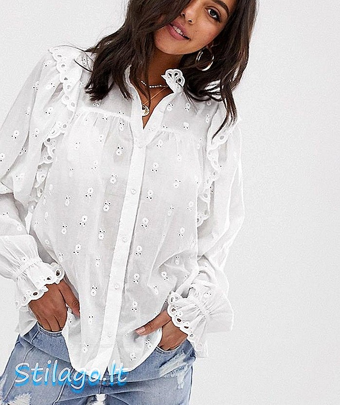 Блуза с дълъг ръкав ASOS DESIGN в бяло-бяло