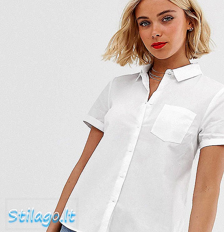 Darbo marškinėliai „New Look“ trumpomis rankovėmis-balti