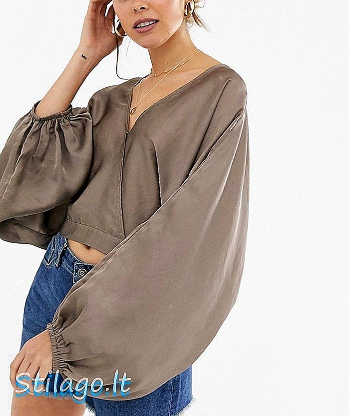 Free People midnight vibes blouse met ballonmouwen-Beige