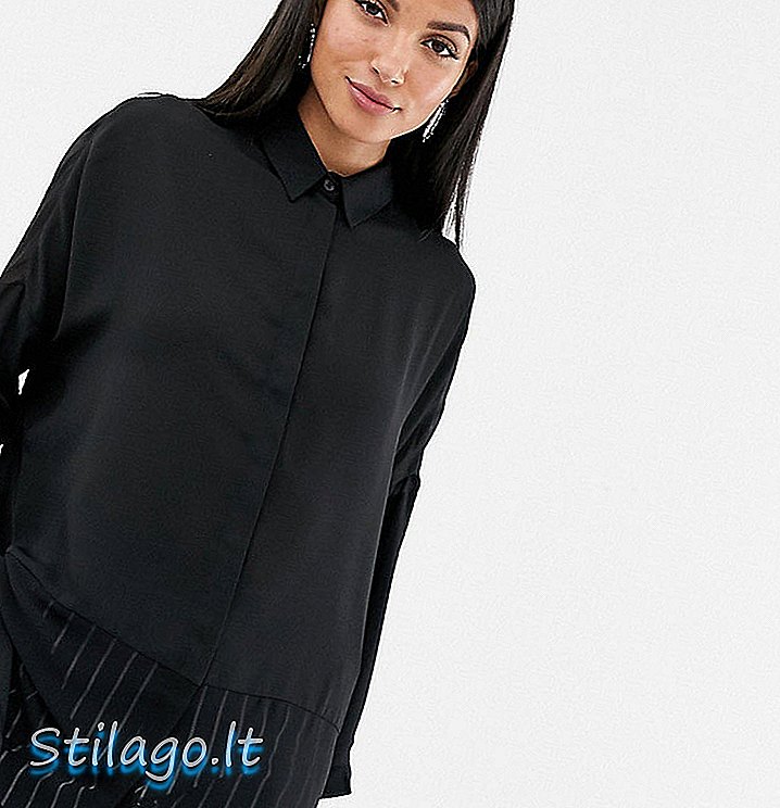 ASOS DESIGN Vysoká měkká košile s dlouhým rukávem v čiré a pevné černé barvě