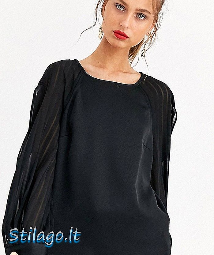 River Island blouse à manches longues avec manches transparentes en noir