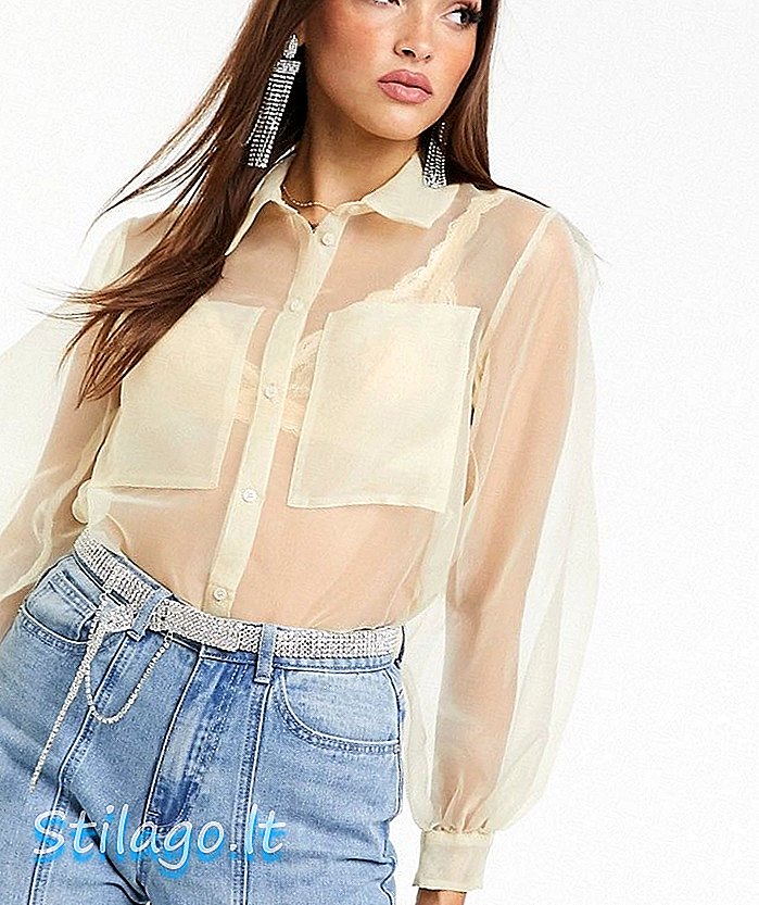 ASOS DESIGN organza långärmad tröja-Cream