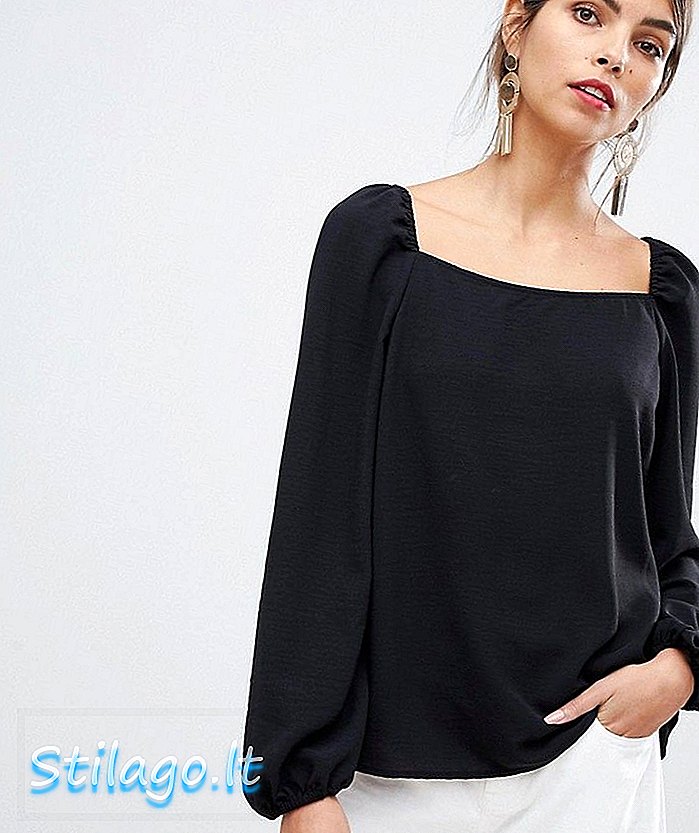 Vila blouse met vierkante hals - Zwart