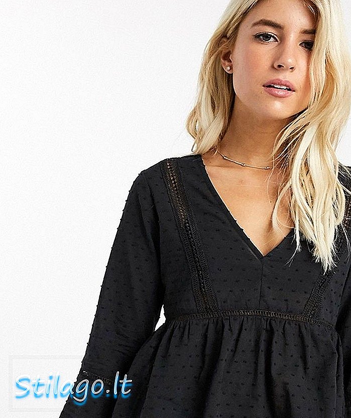 Pull & Bear romantisk bluse i sort