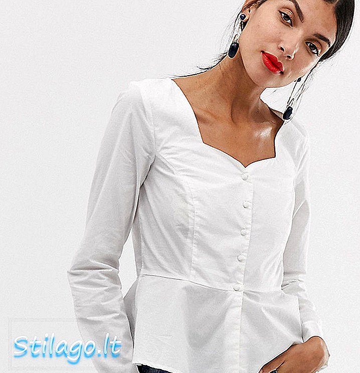 Chemise à basque à col carré Vero Moda Tall-Blanc