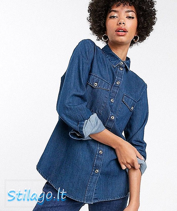Pasirinkti „Femme“ džinsiniai marškiniai-mėlyni
