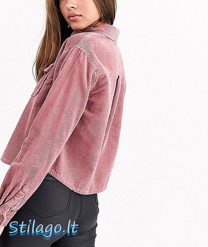 Camicia con taschino New Look in cordoncino rosa-marrone chiaro