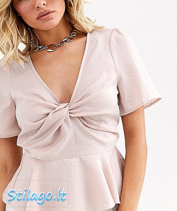 Блуза с уплътнена предна блуза в розово-Multi