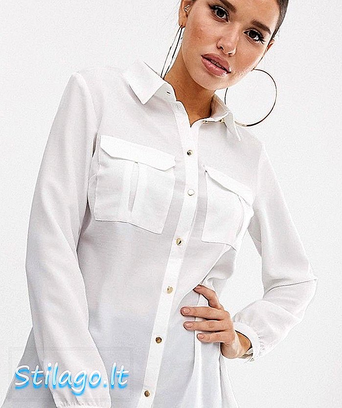 חולצת שירות ליפסי עם כיס בצבע לבן