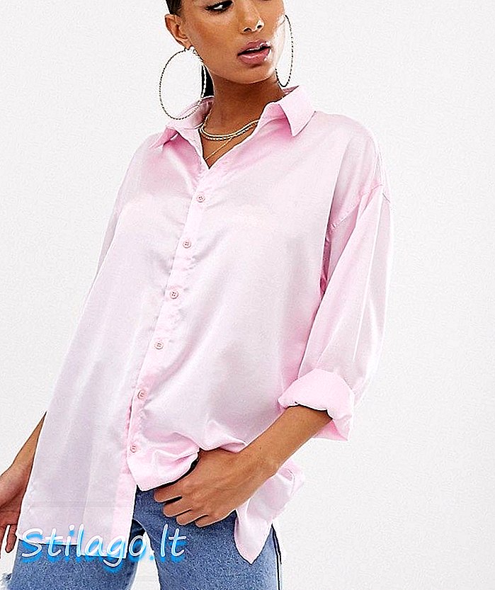 Missguided camisa de cetim de grandes dimensões rosa-roxo