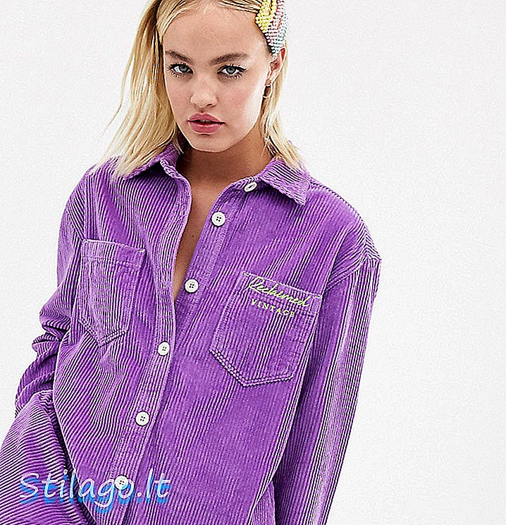 Camisa extragrande inspirada en el vintage con cordón bordado y logo bordado - Púrpura