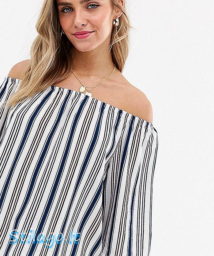 JDY stripe bardot top-Multi