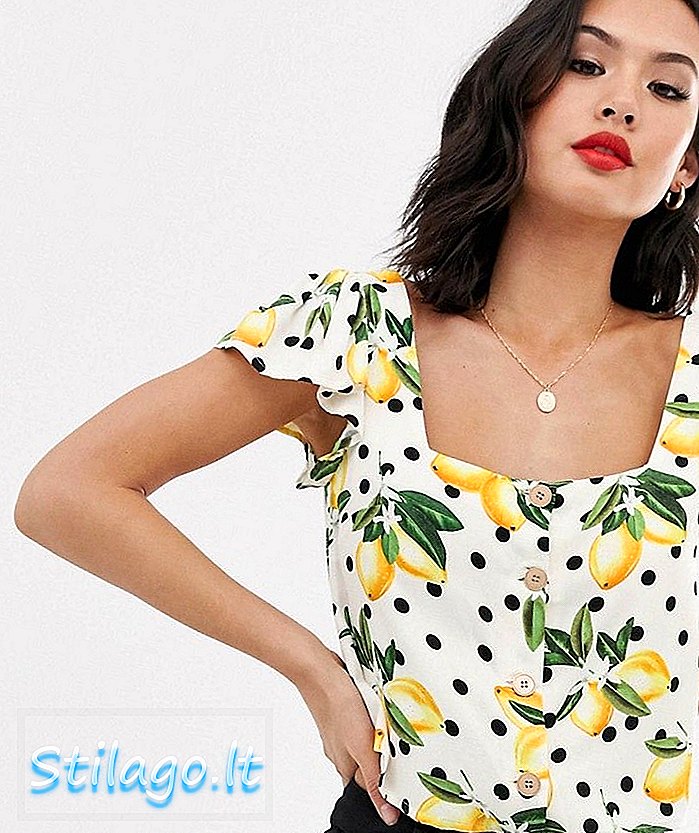 Oasis Shirt mit quadratischem Halsausschnitt in Citrus Print-Multi