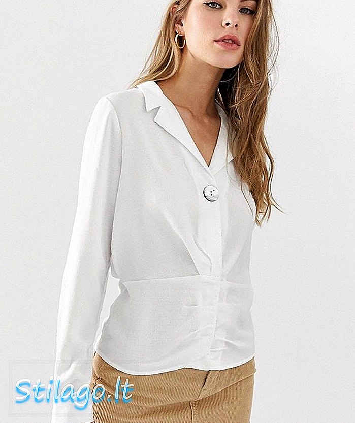 Блуза Pimkie с v-образным вырезом с рюшами белого цвета