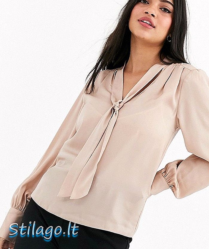 New Look blusa pussybow em creme-Tan