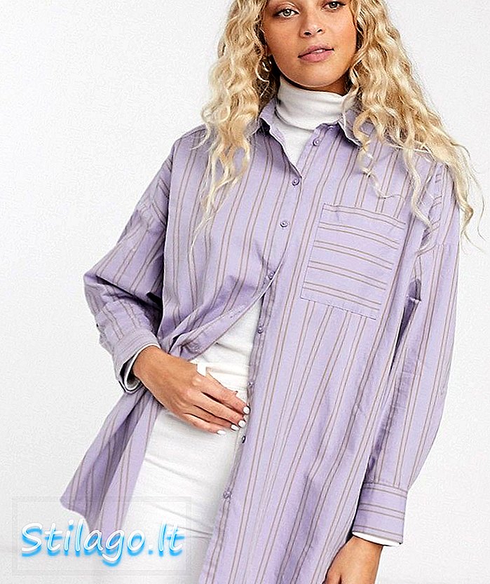 Свободная рубашка в полоску Monki сиренево-фиолетового цвета