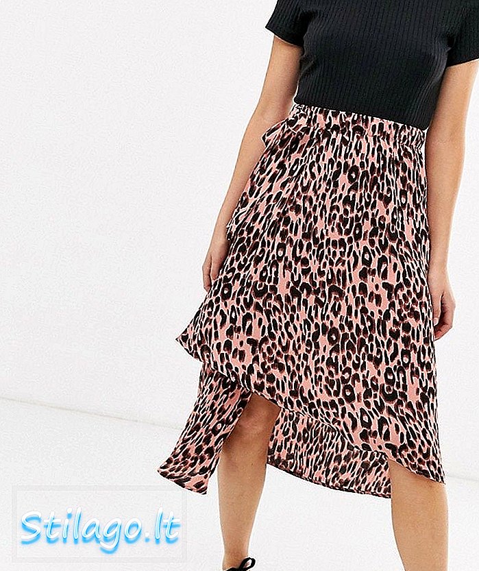 Empapada en falda de lujo con estampado de leopardo-Multi