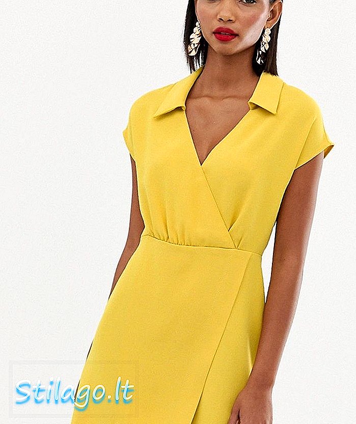 Mini vestido cruzado de mango en amarillo