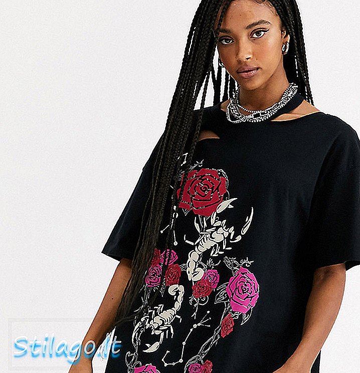 One Above Another oversized t-shirtjurk met grunge snake graphic-Black