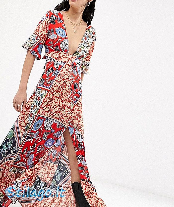 Robe longue Kiss The Sky avec fentes aux cuisses en imprimé mixte-Multi