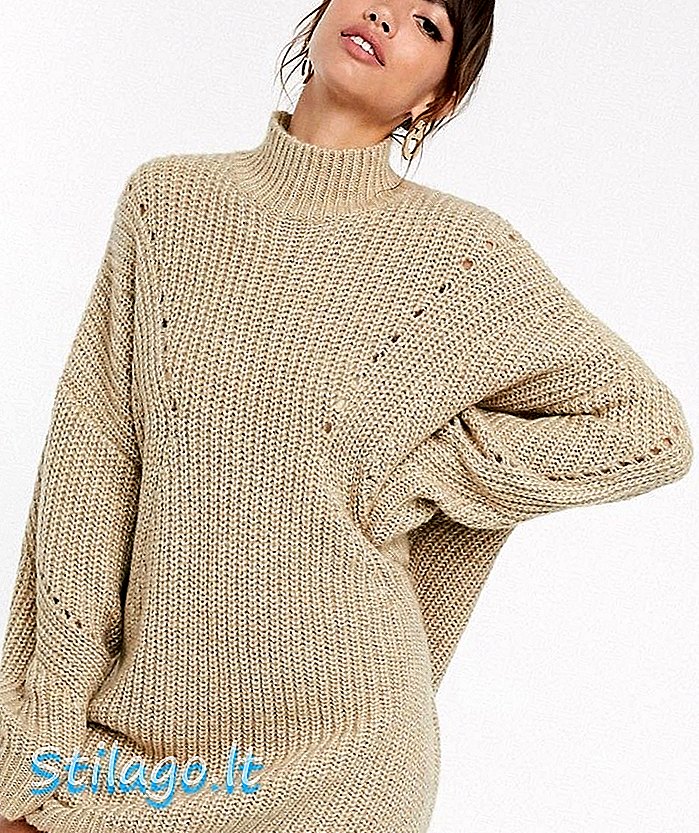 ASOS DESIGN ogromna opuštena džemper s haljinom s detaljima u šav-Bež