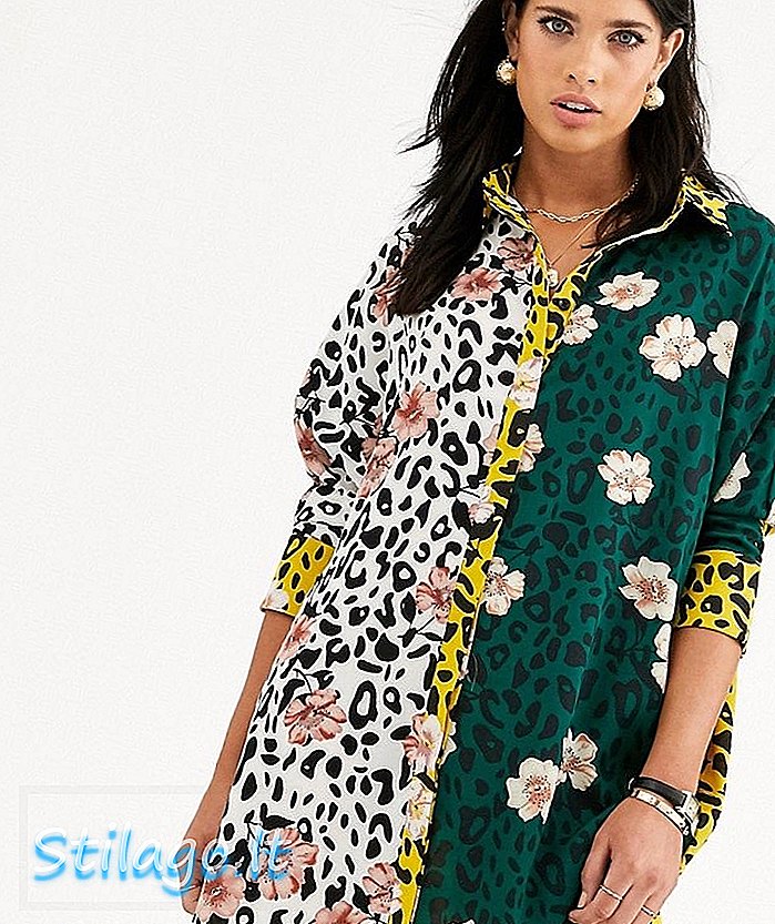 Liquorish - Mini robe chemise à imprimé floral et animal mélangé - Multi