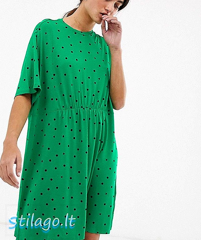 Minivestido de punto con estampado de triángulos y estampado Monki en verde