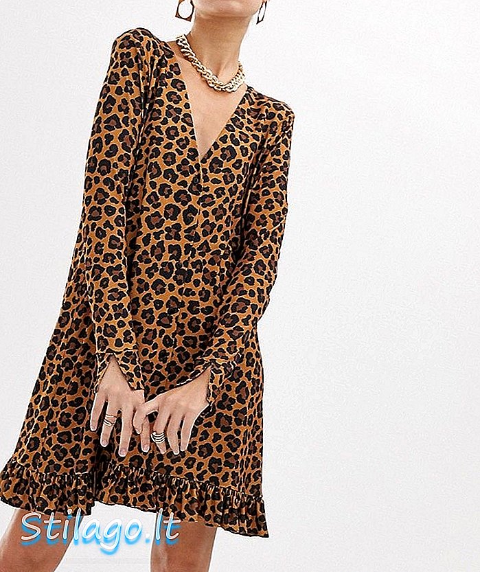 Gumb za tisk leopard ASOS DESIGN prek mini obleke-Multi