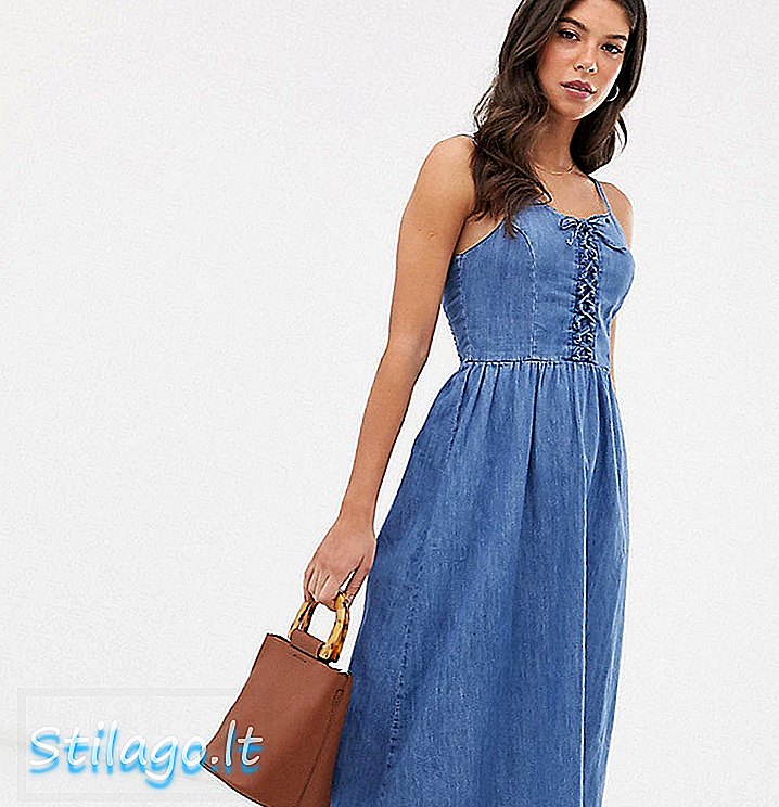 New Look Tall džinsinio midi suknelė iš šviesiai mėlynos spalvos