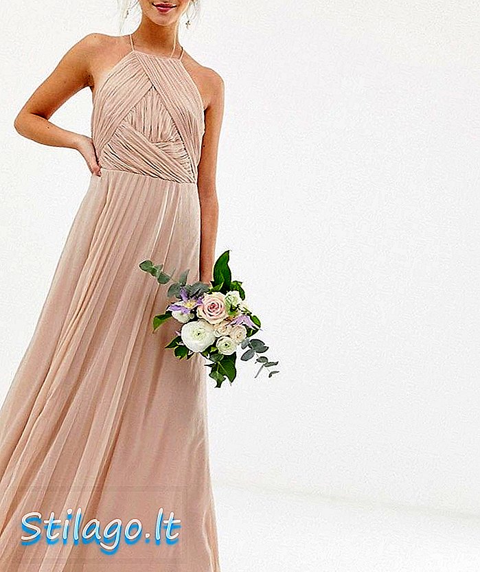 एएसओएस डिझाईन ब्राइड्समेड पिन्नी मॅक्सी ड्रेस रिचेड चोळी-गुलाबी रंगाचा
