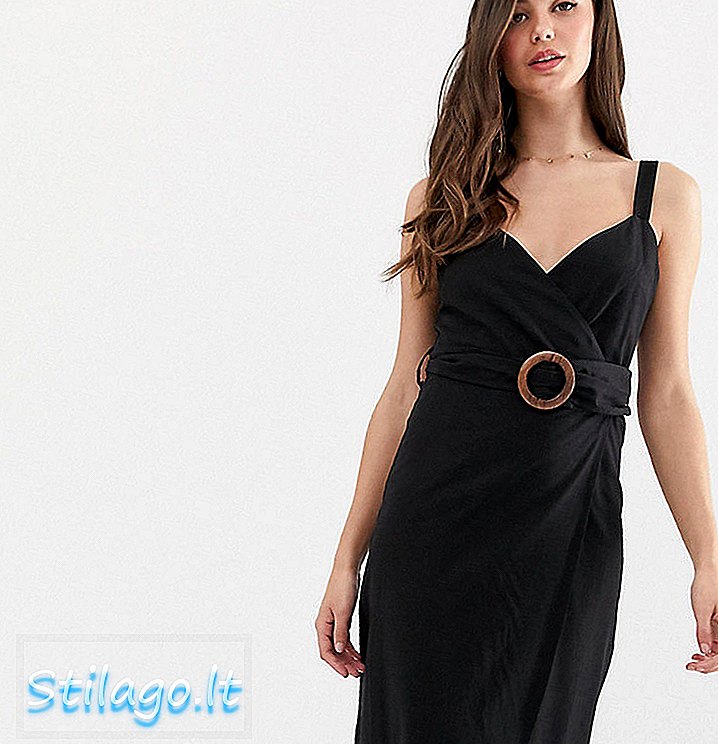 ASOS DESIGN Sukienka maxi z wysokim stanem i klamrą w kolorze czarnym