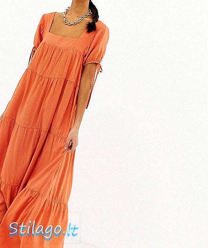 Макси рокля Emory Park с вратовръзки ръкави-Orange