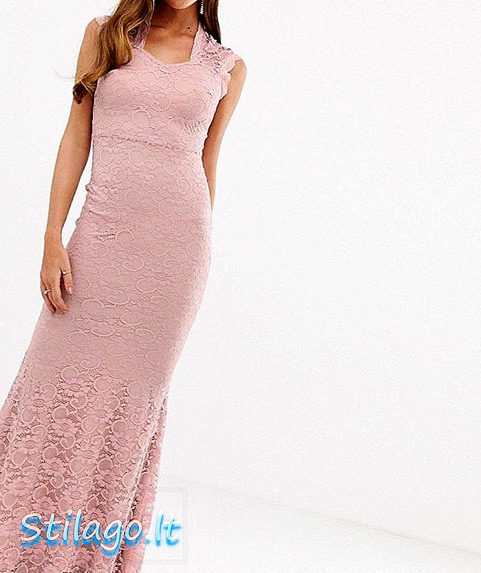 Клуб L дантела детайл рибено шише макси рокля-лилаво