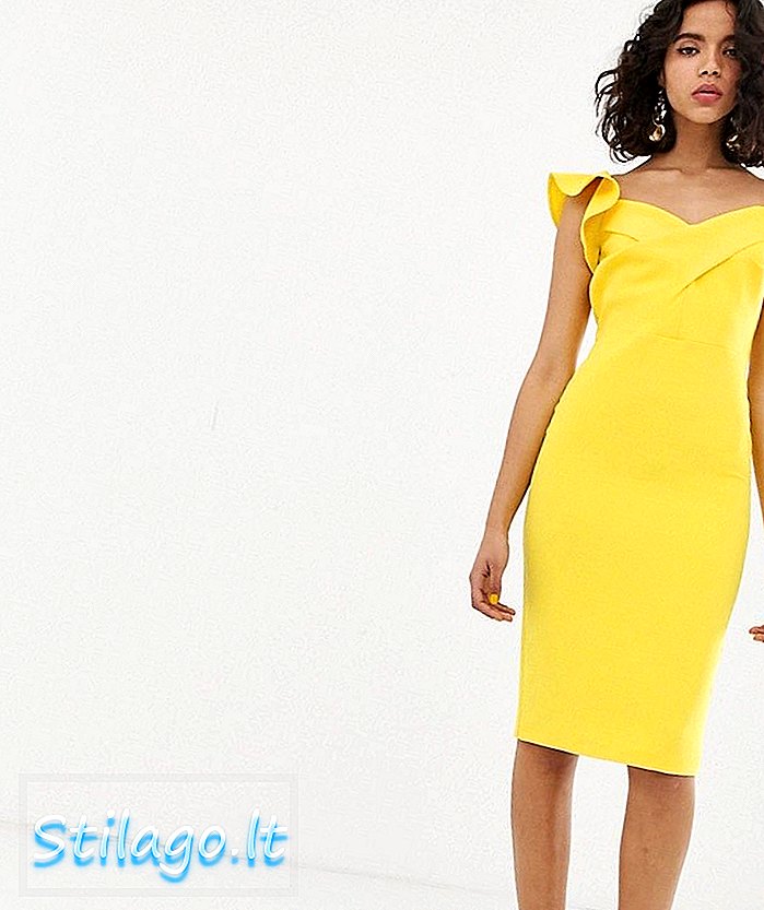 روشن پیلے رنگ میں ریور آئلینڈ کا باڈی کن لباس